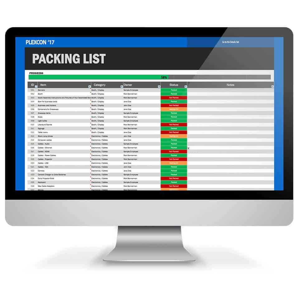 Tradeshow Packing List Excel Template