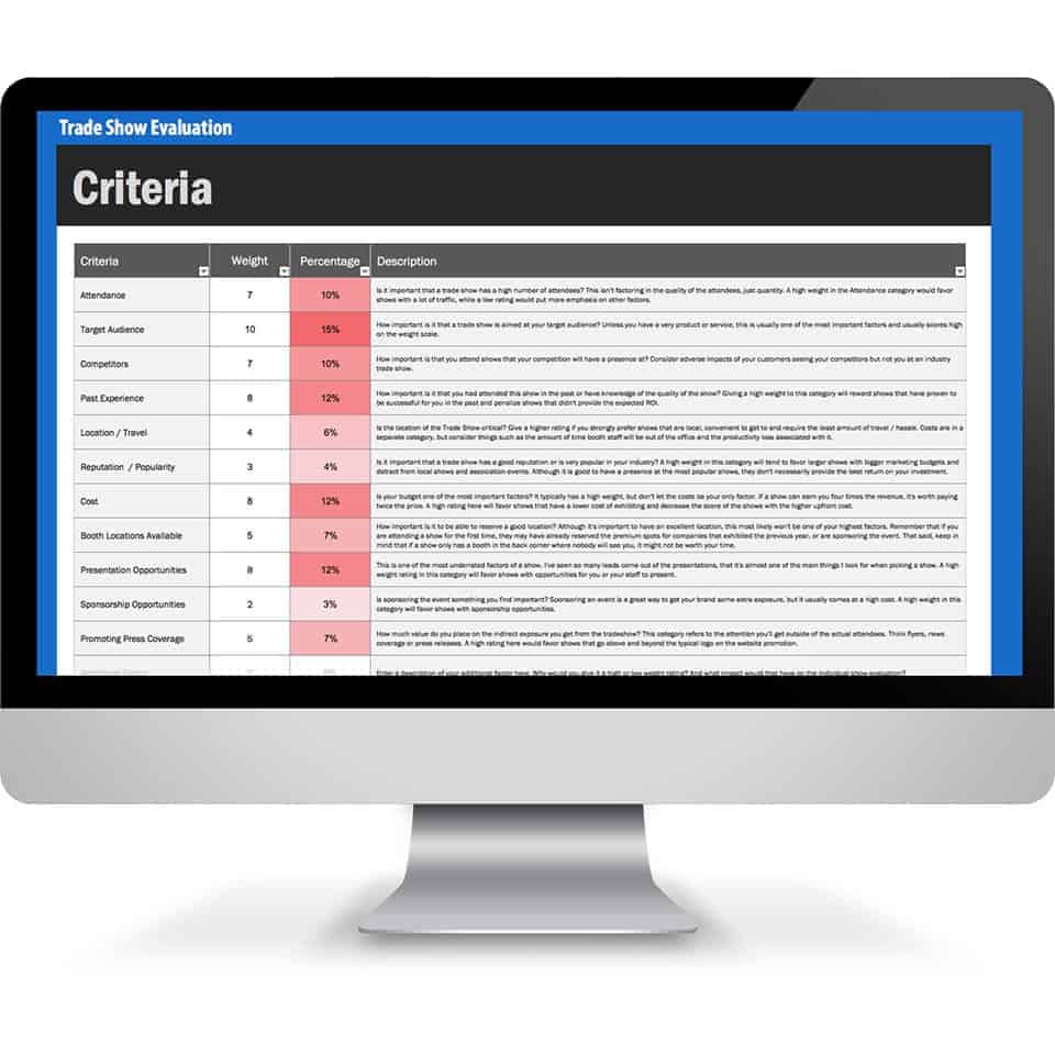 Trade Show Evaluation Template Screen Shot