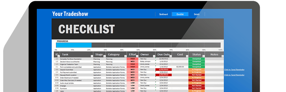 Cropped Screenshot Of The Tradeshow Checklist
