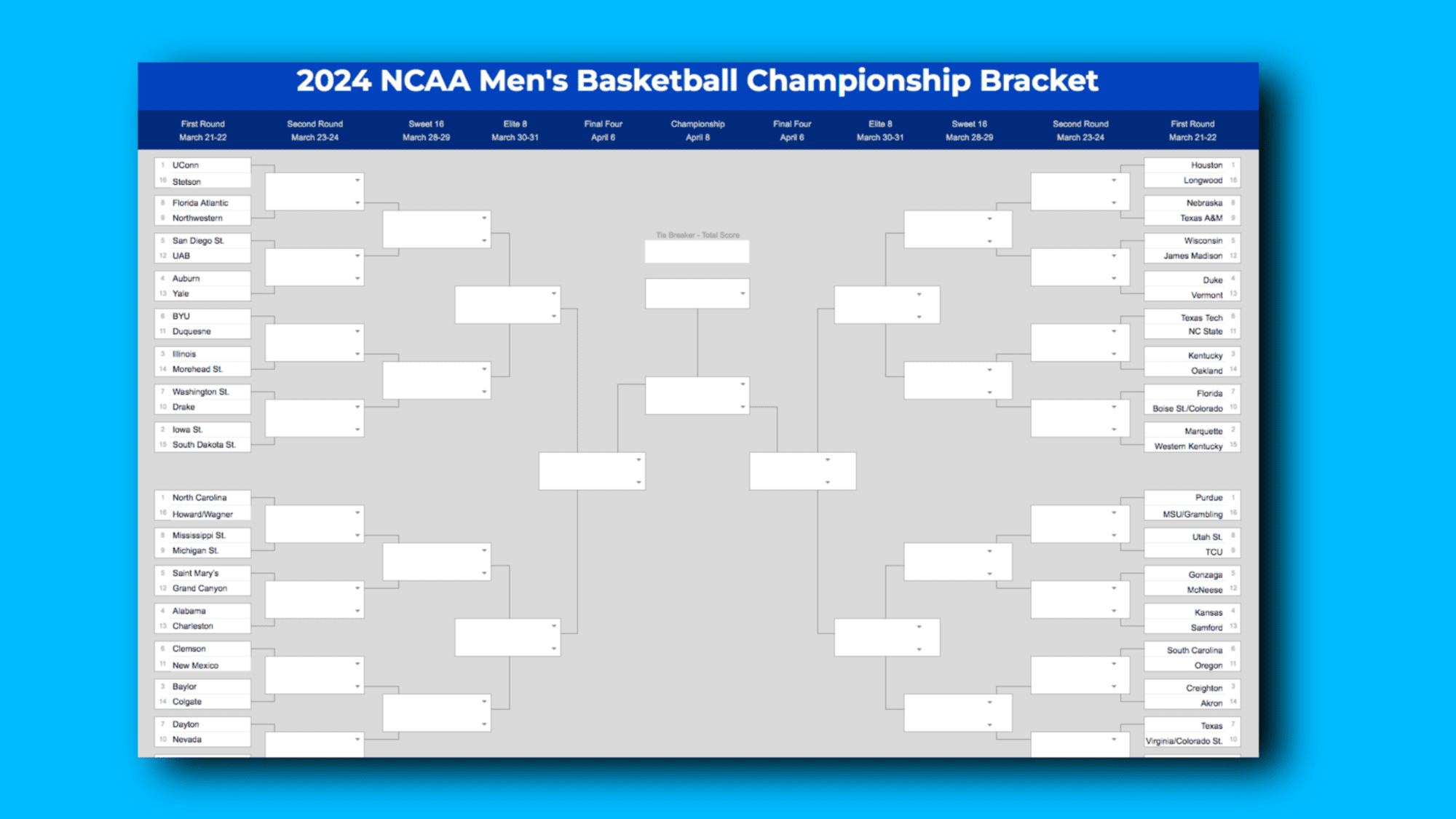 March Madness Pool Tracker 2024 March Madness Bracket Excel Google Sheets Template