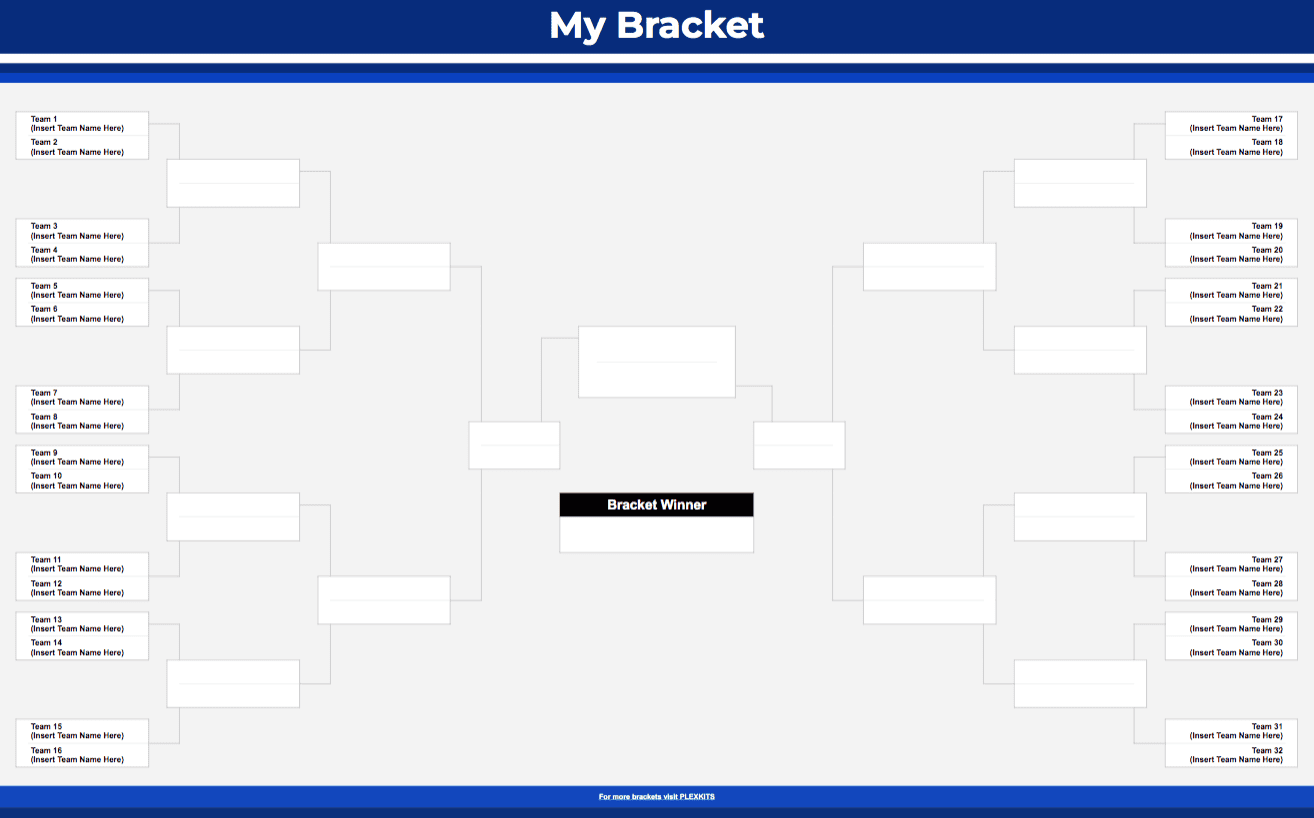 Free 16-Team Competition Bracket Template My 32 Participant Bracket