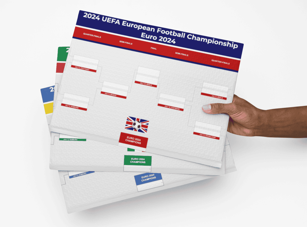 Uefa Euro 2024 Bracket Mockup Of A Person Holding Three Bubble Mailers M32448