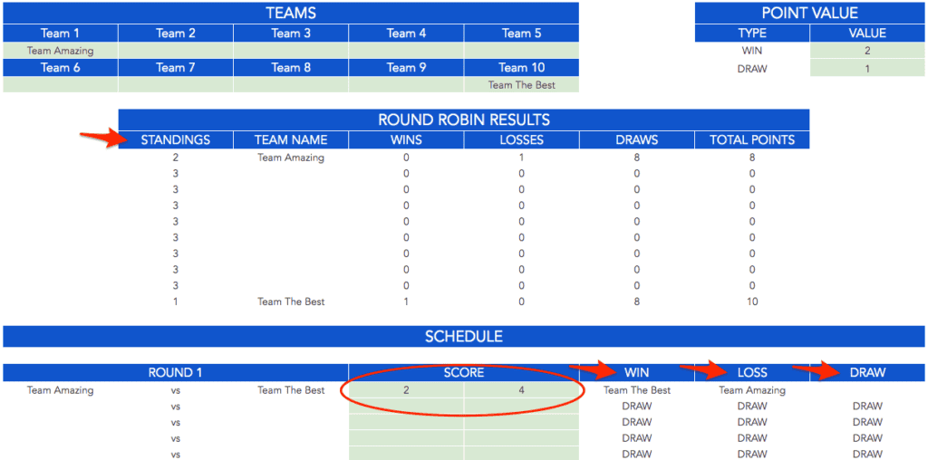 Round Robin Template Round Robin Tournament Templates 10 Team Google Sheets 1