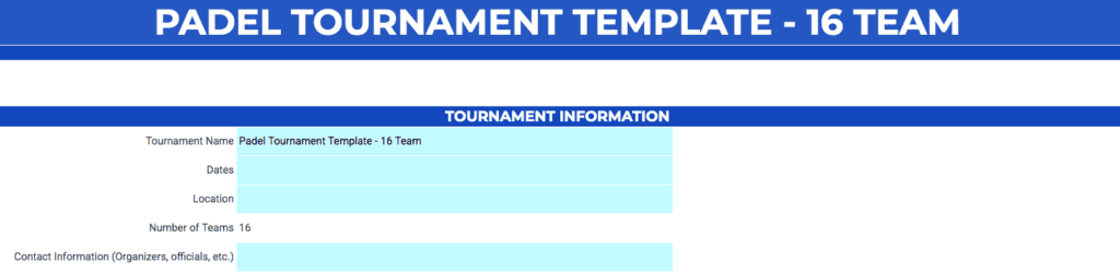 Padel Tournament Templates Excel &Amp; Google Sheets